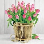 1 Pakje papieren lunch servetten - Tulips In Bucket - Tulpen