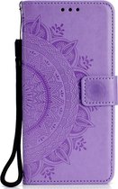 Shop4 - iPhone Xr Hoesje - Wallet Case Mandala Patroon Paars