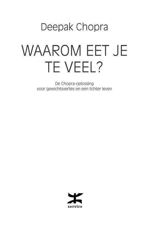 Boekomslag met de titel 'Waarom eet je te veel?' op witte achtergrond met Servire logo.