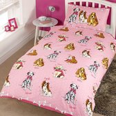 Hondjes peuterbed dekbedovertrek - 150 x 120 centimeter - roze