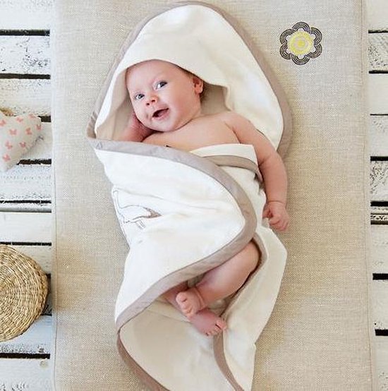 LaLina Baby deken badcape organisch katoen - wit - 70x70 cm | bol.com