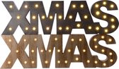 LED tekst hout XMAS - kerstdecoratie - 55 x 17 cm - kerstverlichting - betonlook
