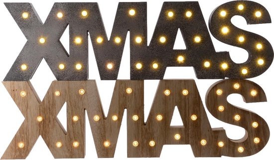 jukbeen morgen barsten LED tekst hout XMAS - kerstdecoratie - 55 x 17 cm - kerstverlichting -  betonlook | bol.com