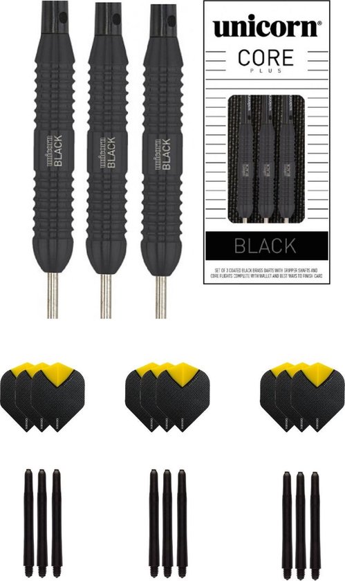Unicorn Core Plus Black Brass Soft Darts - 16g, 18g - Dart Hard