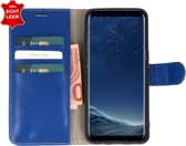 Galata Effen Book case Samsung Galaxy S8 Plus echt leer blauw