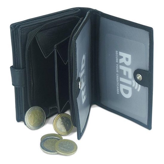 Businessme Portemonnee - Zwart Leer - 12 pasjes – RFID - Merkloos