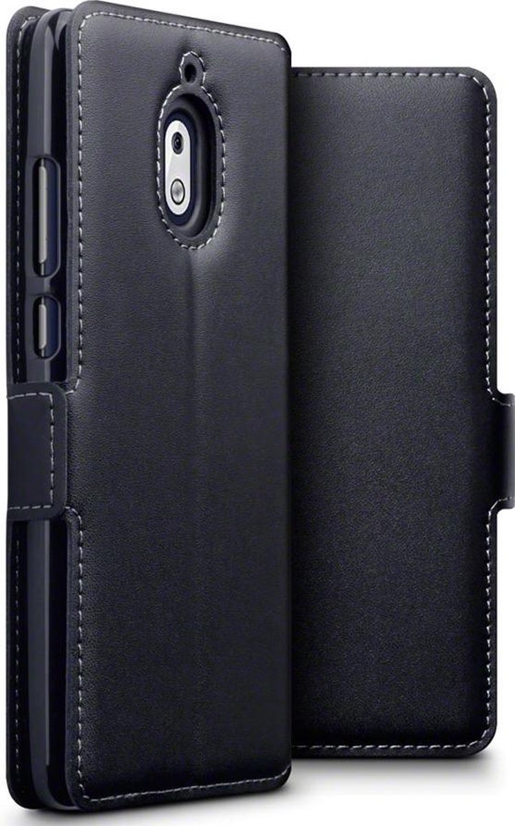 Nokia 2.1 Bookcase hoesje - CaseBoutique - Effen Zwart - Leer