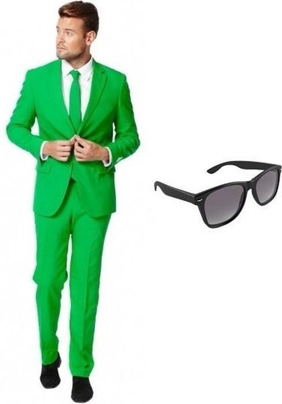 Groen heren kostuum / pak - maat 50 (L) met gratis zonnebril | bol.com