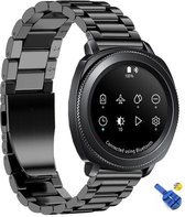 RVS Horloge Band Geschikt Voor Samsung Gear Sport - Watchband - Strap Armband - Metalen Armband - Zwart