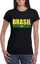 Zwart/ geel Brazilie supporter t-shirt voor dames L