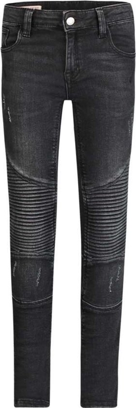 Meisjes Jeans - Spijkerbroek Robin Zwart Biker maat 134 | bol.com