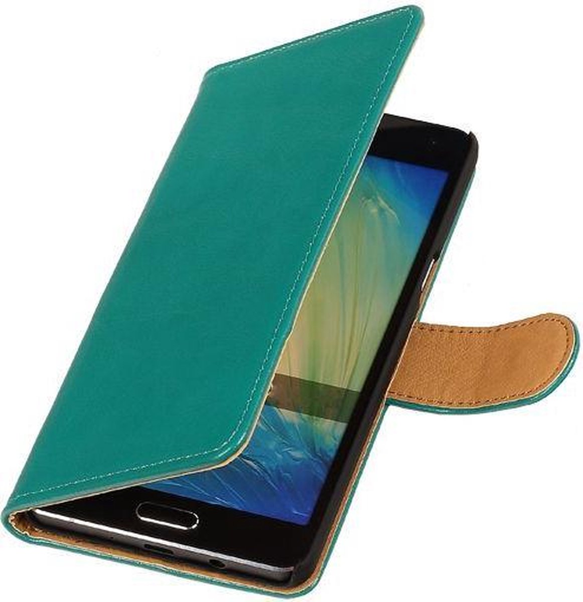 Groen pu leder booktype cover hoesje voor de Huawei Ascend G630