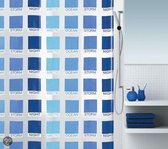 Rideau de douche Spirella Cubist en vinyle - 180x200 cm - Bleu