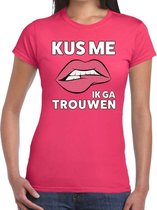 Kus me ik ga trouwen t-shirt roze dames XL