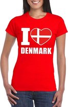 Rood I love Denemarken fan shirt dames XS