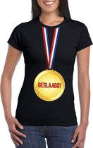 Geslaagd medaille t-shirt zwart dames 2XL