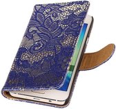 Étui Portefeuille Samsung Galaxy A3 2016 Blauw Lace Book Type