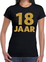 18 jaar goud glitter t-shirt zwart dames M