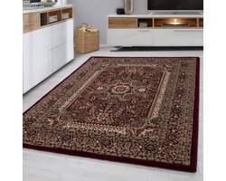 Flycarpets Klassiek Vloerkleed Marrakesh - Rood - 80x150 cm - Oosters motief - Perzisch Tapijt - Laagpolig Retro Kleed Woonkamer