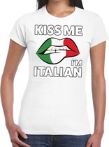 Kiss me I am Italian t-shirt wit dames XS
