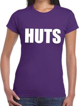 HUTS tekst t-shirt paars dames XL