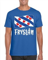 Blauw t-shirt met Friese vlag heren - Fryslan shirts M
