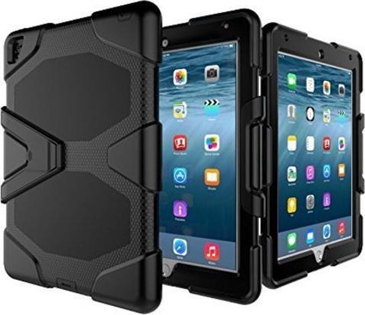 SMH Royal - Survivor Tough Combo iPad Air Shockproof Case Hoesje / Cover / Hoes / Tablethoes | Zeer sterk en robuust met screenprotector | Zwart