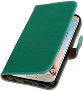 Zakelijke Book Case Telefoonhoesje Geschikt voor de Samsung Galaxy S7 Edge Plus G938F - Portemonnee Hoesje - Pasjeshouder Wallet Case - Groen