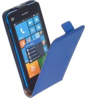 Leder Flip Cover Hoesje Huawei Ascend W2 Flip Case Blauw