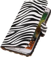 Zebra Bookstyle Wallet Case Hoesjes voor Galaxy E5 Wit