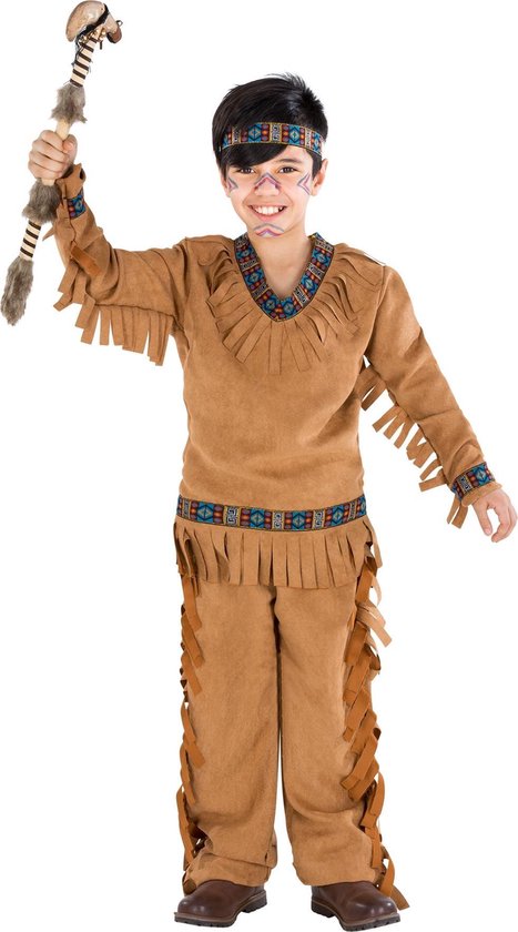 dressforfun - jongenskostuum indiaan eenzame wolf 128 (8-10y) - verkleedkleding kostuum halloween verkleden feestkleding carnavalskleding carnaval feestkledij partykleding - 300588