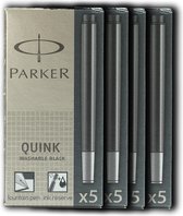 Parker inktpatronen - Quink Zwart - Pen Vulling -wasbare Zwarte inktcartridge, 4 x 5 stuks.