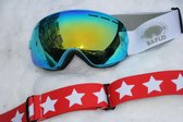 Combinatiepakket van Skibril met goud spiegelglas, extra zelfontworpen stars band en een beschermdoos