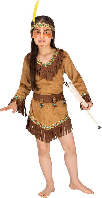 dressforfun - meisjeskostuum indianenvrouw Shania 116 (5-7y) - verkleedkleding kostuum halloween verkleden feestkleding carnavalskleding carnaval feestkledij partykleding - 300525