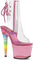 Pleaser Plateau Laarzen, Paaldans schoenen -41 Shoes- UNICORN-1018C Paaldans schoenen Roze/Transparant