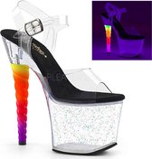 Pleaser Sandaal met enkelband, Paaldans schoenen -37 Shoes- UNICORN-708MG Paaldans schoenen Multicolours/Transparant