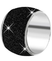 Lucardi - Stalen ring met black mineral powder