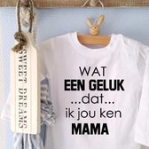 Baby Rompertje met tekst Wat een geluk dat ik jou ken mama  | Lange mouw | wit | maat 50/56 |  cadeau voor - kraamcadeau moeder – kraamgeschenk