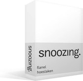 Snoozing - Flanel - Hoeslaken - Eenpersoons - 90x220 cm - Wit