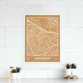 Miss Wood - City Map kurken stadskaart - 60x45cm (L) - Amsterdam met witte frame - Wit