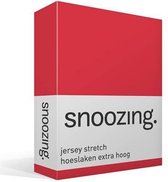 Snoozing Jersey Stretch - Hoeslaken - Extra Hoog - Eenpersoons - 90/100x200/220 cm - Rood
