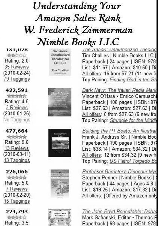 Understanding Your Amazon Sales Rank (ebook), W. Frederick Zimmerman