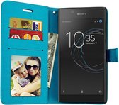 Sony Xperia L2 Book PU lederen Portemonnee hoesje Book case Turquoise