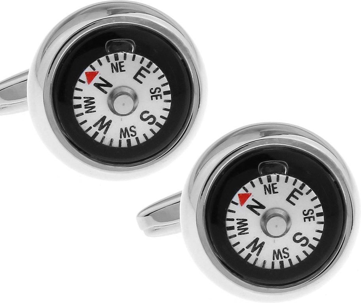 Amanto Manchetknopen Asib - 316L Staal - Kompas - ∅16mm