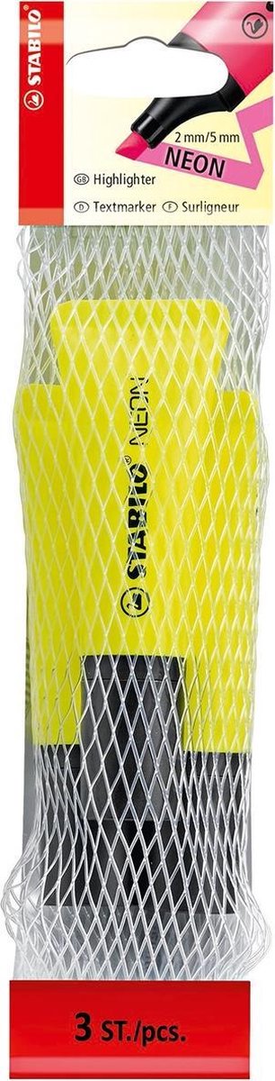 STABILO NEON - Markeerstift - Etui 3 stuks Geel