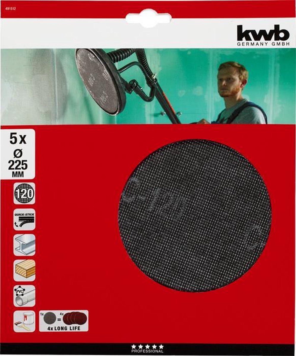 Disques abrasifs Einhell - Diamètre du disque abrasif: Ø 225 mm (K 120) -  Quantité: 5