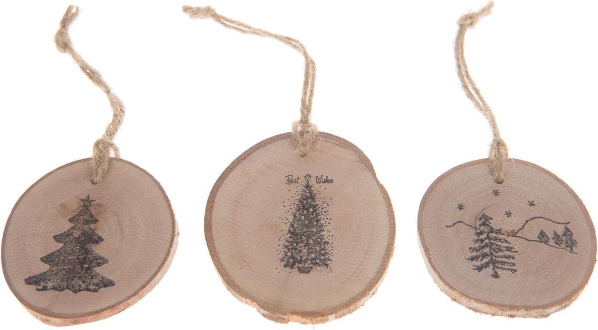 Hangers Hout Kerst, 3 st.