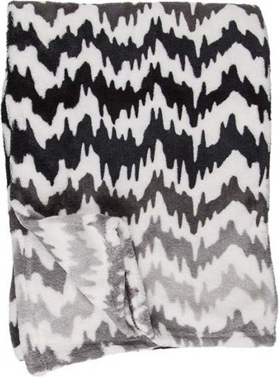 Fleece deken zwart/wit/grijs zigzag | bol.com