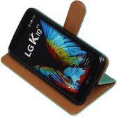 Zakelijke Book Case Telefoonhoesje Geschikt voor de LG K10 - Portemonnee Hoesje - Pasjeshouder Wallet Case - Groen