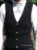 Aran Vests and Sweaters - Aran Button Down Vest Moss and Cable Stitch Design Knitting Pattern